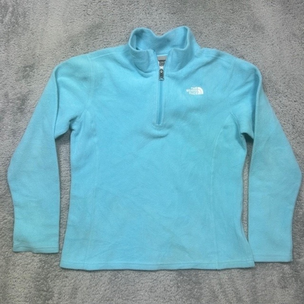 The North Face Pullover Girls L (14/16) Blue Fleece Quarter Zip Outdoors Short